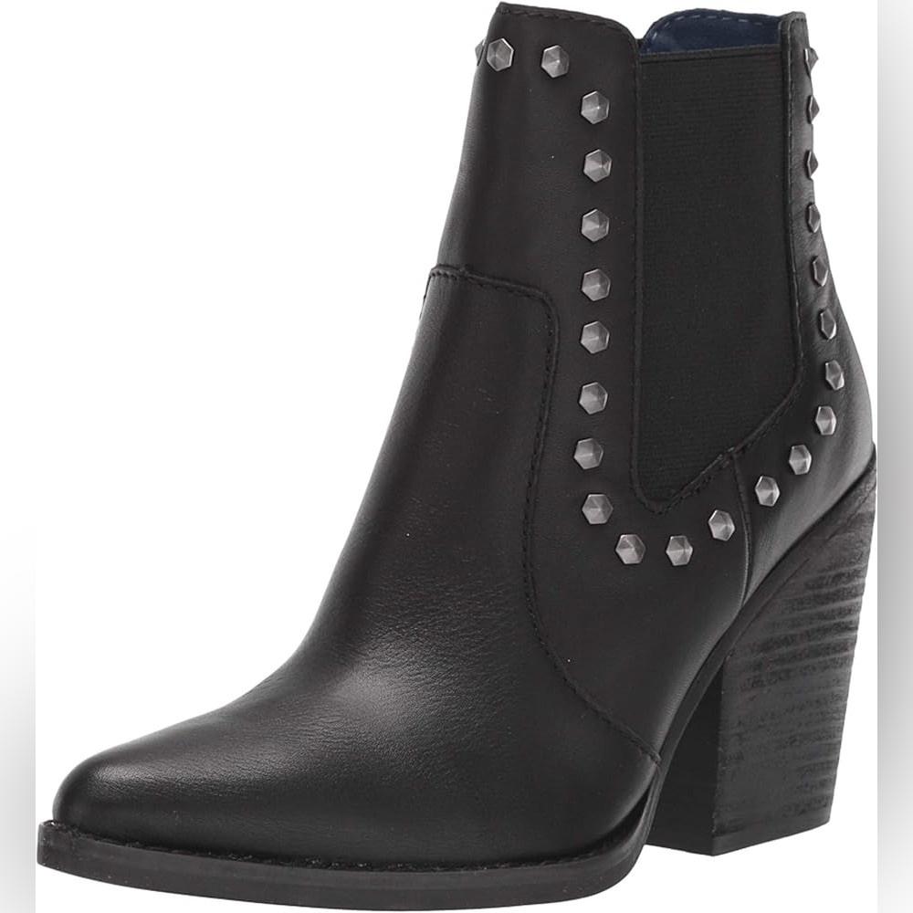 Dingo Black Leather Studded Booties